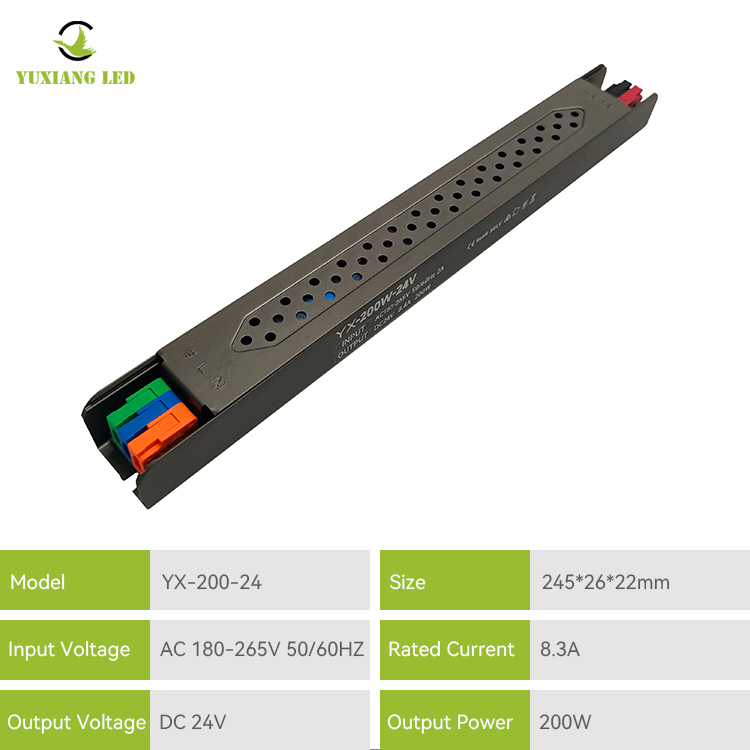 24V 200W LED Ultra-Fine Linear Semi-Glue-Filled Power Supply