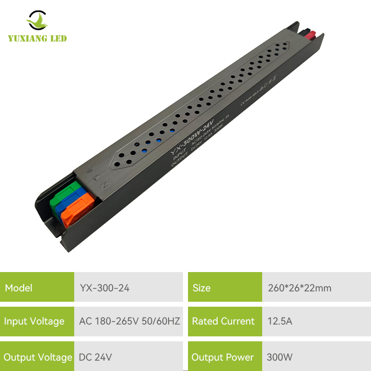 24V 300W LED Ultra-Fine Linear Semi-Glue-Filled Power Supply