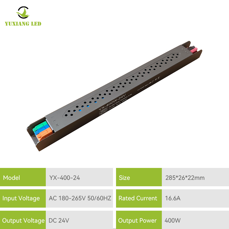24V 400W LED Ultra-Fine Linear Semi-Glue-Filled Power Supply