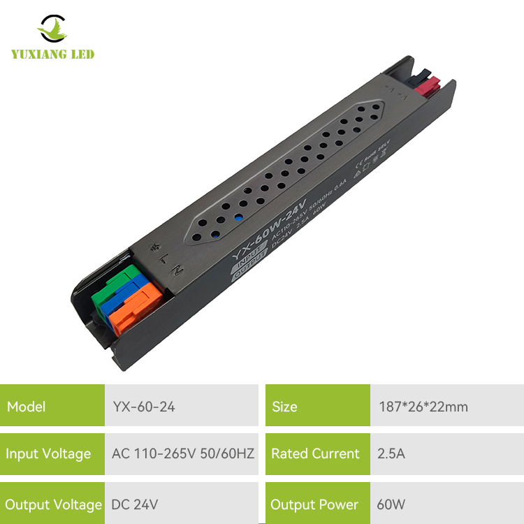 24V 60W LED Ultra-Fine Linear Semi-Glue-Filled Power Supply
