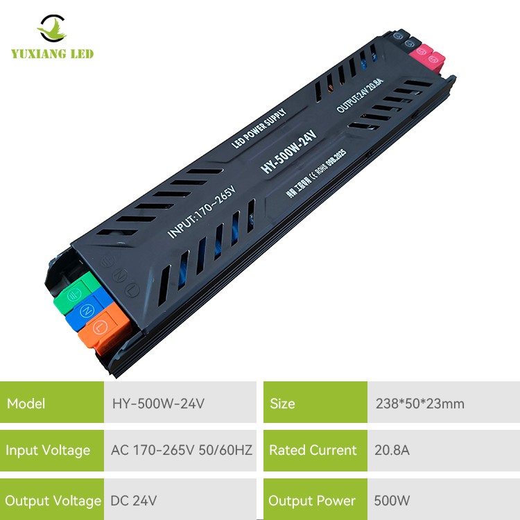 DC 24V 500W Ultra-thin Semi-potted LED Power Supply