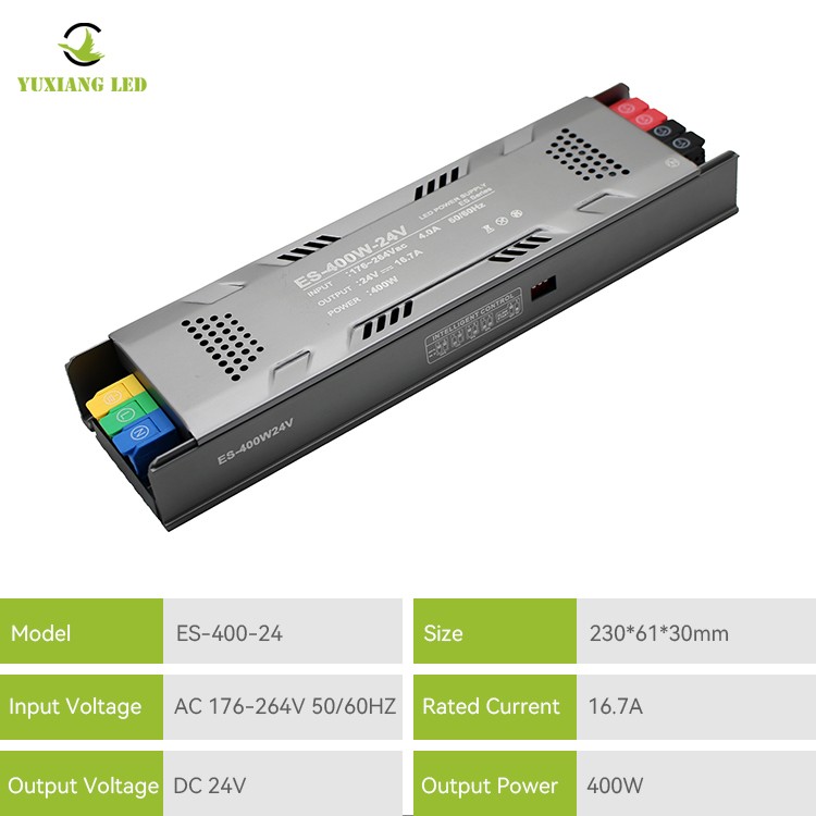 Semi-potted dimmable LED linear power supply ES model 24V 400W