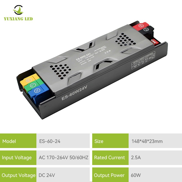 Semi-potted dimmable LED linear power supply ES model 24V 60W